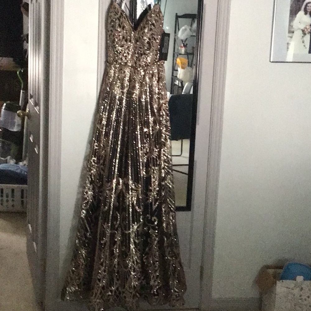Elegant Gold and Black Gown